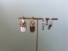 Vintage Monet Earrings Lot of 2-Silvertone Hoops w/ Crystals & Gold Tone C — photo 1