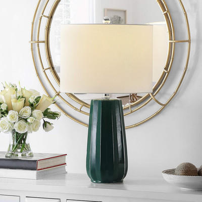 Yani Modern Dark Green 25-Inch Desk & Nightstand Lamp with LED Bulb Included