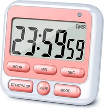 Digital Kitchen Timer with Mute/Loud Alarm Switch On/Off Switch, 24 Hour Clock &
