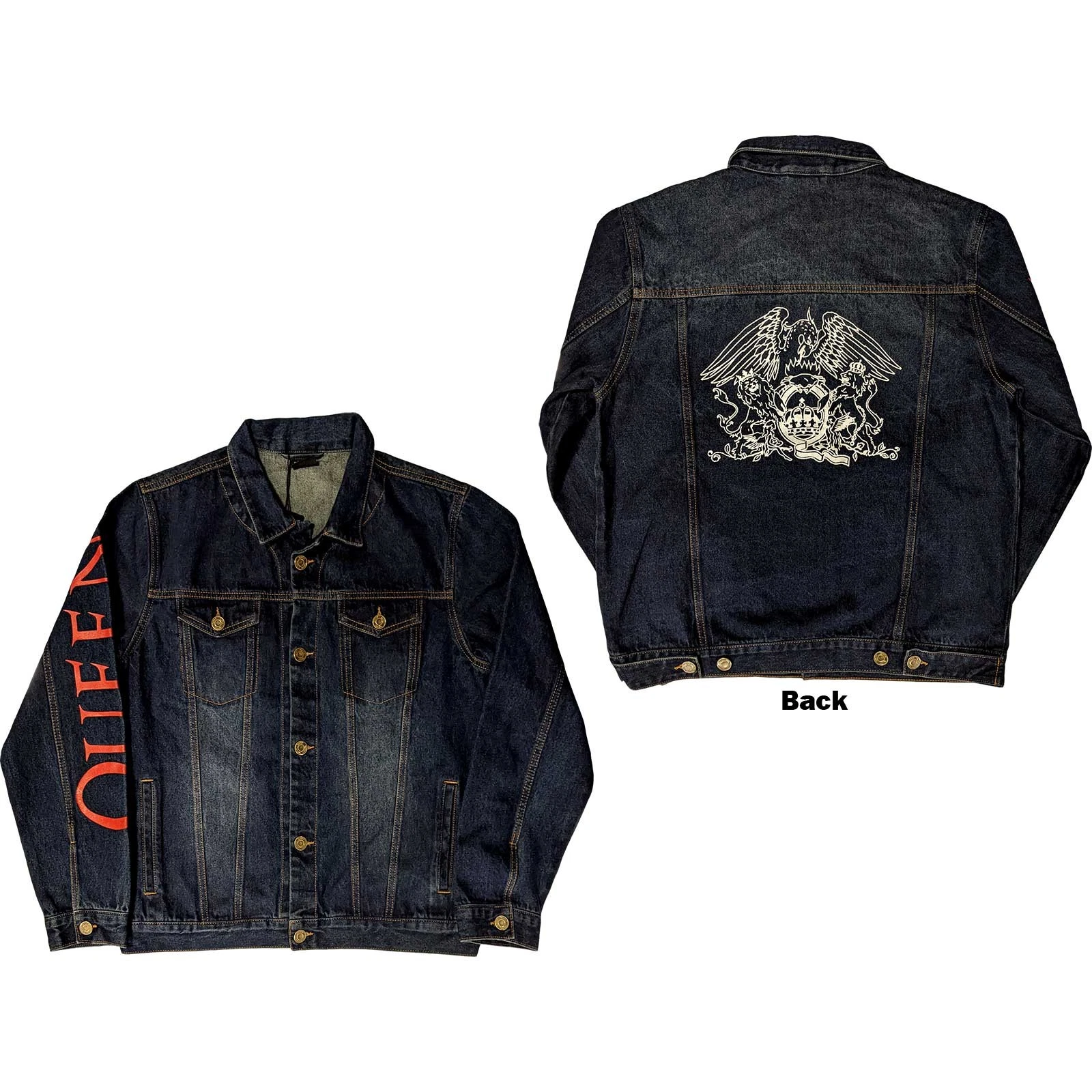 Queen Denim Jacket: White Crest OFFICIAL NEW