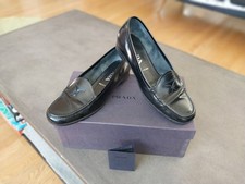Vintage 90's Prada Black Leather Penny Loafer Good Condition Sz 37