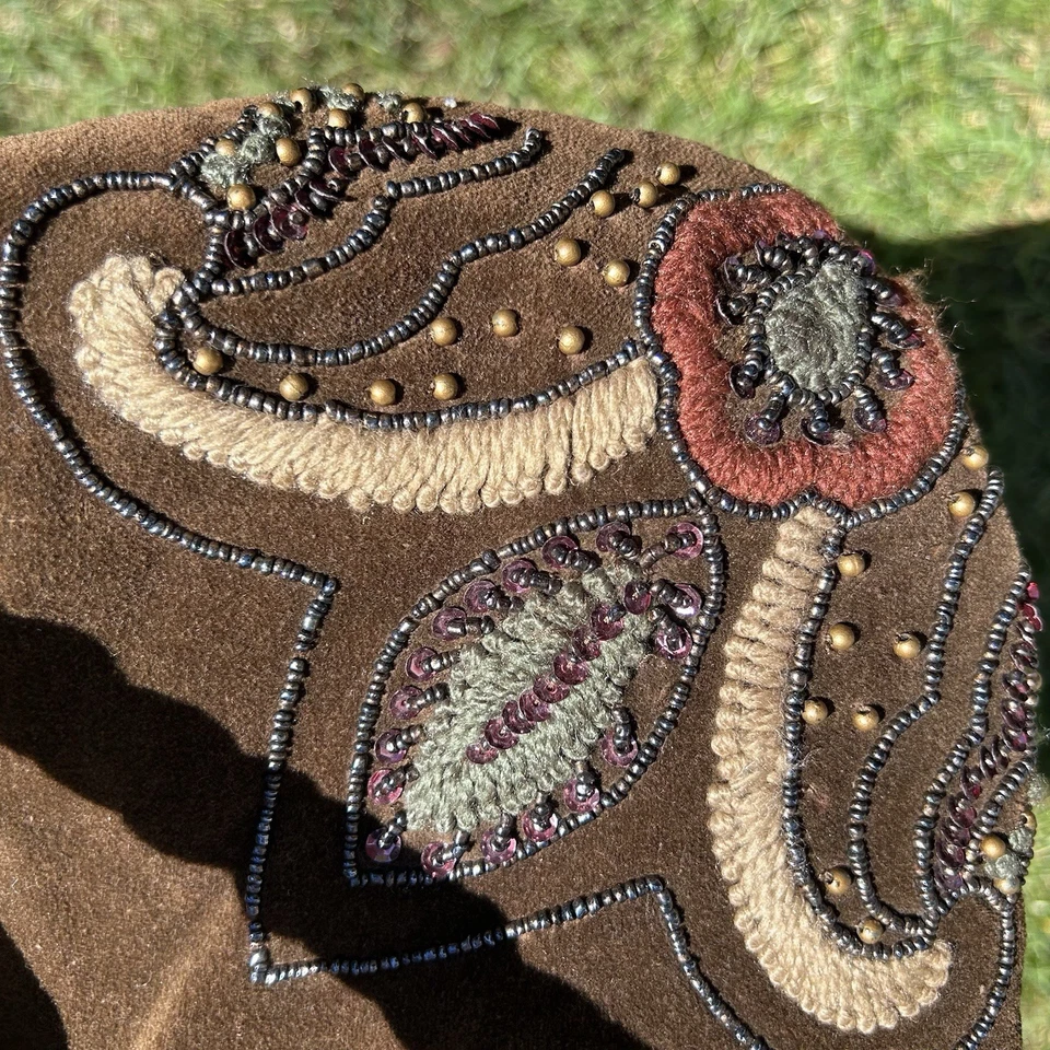 Boho Velvet Bag Embroidered Brown Festival Concert Hippie - Image 2 of 4