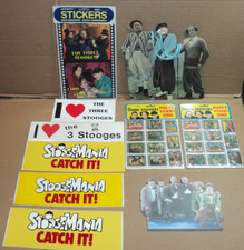THREE STOOGES LOT-Stickers-Bumper, Puffy, Large, Gift Bag, Plaque 3 Stooges