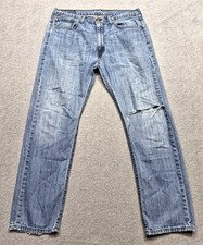 Levis 505 Mens 36x32 Blue Regular Straight Leg Light Wash Denim 90s Grunge Retro