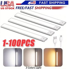 LED Motion Sensor Under Cabinet Closet Light USB Rechargeable Kitchen Lamp Strip
