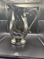 Vintage Water Pitcher With Ice Lip Silver Plated ~9 Inches