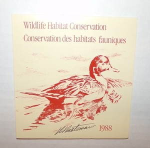1988 Canada Wildlife Conservation Duck Stamp Signed By Artist ROBERT BATEMAN