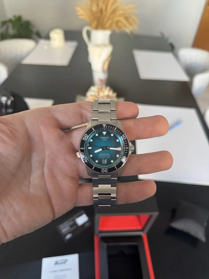 Reloj Tissot Seastar 1000 Powermatic 80 para hombre esfera turquesa 40 mm T120807 Foto 2 de 4