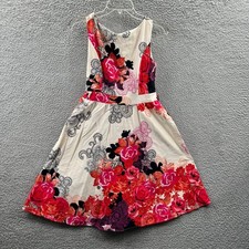 Womens Boho Fit Flare Midi Dress S Floral Cottage Sleeveless Garden Romantic