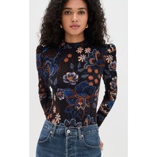 NWT Farm Rio Snakes Bouquet Cotton Long-Sleeve Bodysuit Brown XL