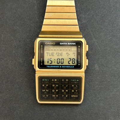 CASIO DATA BANK DBC-610 Gold Watch From Japan