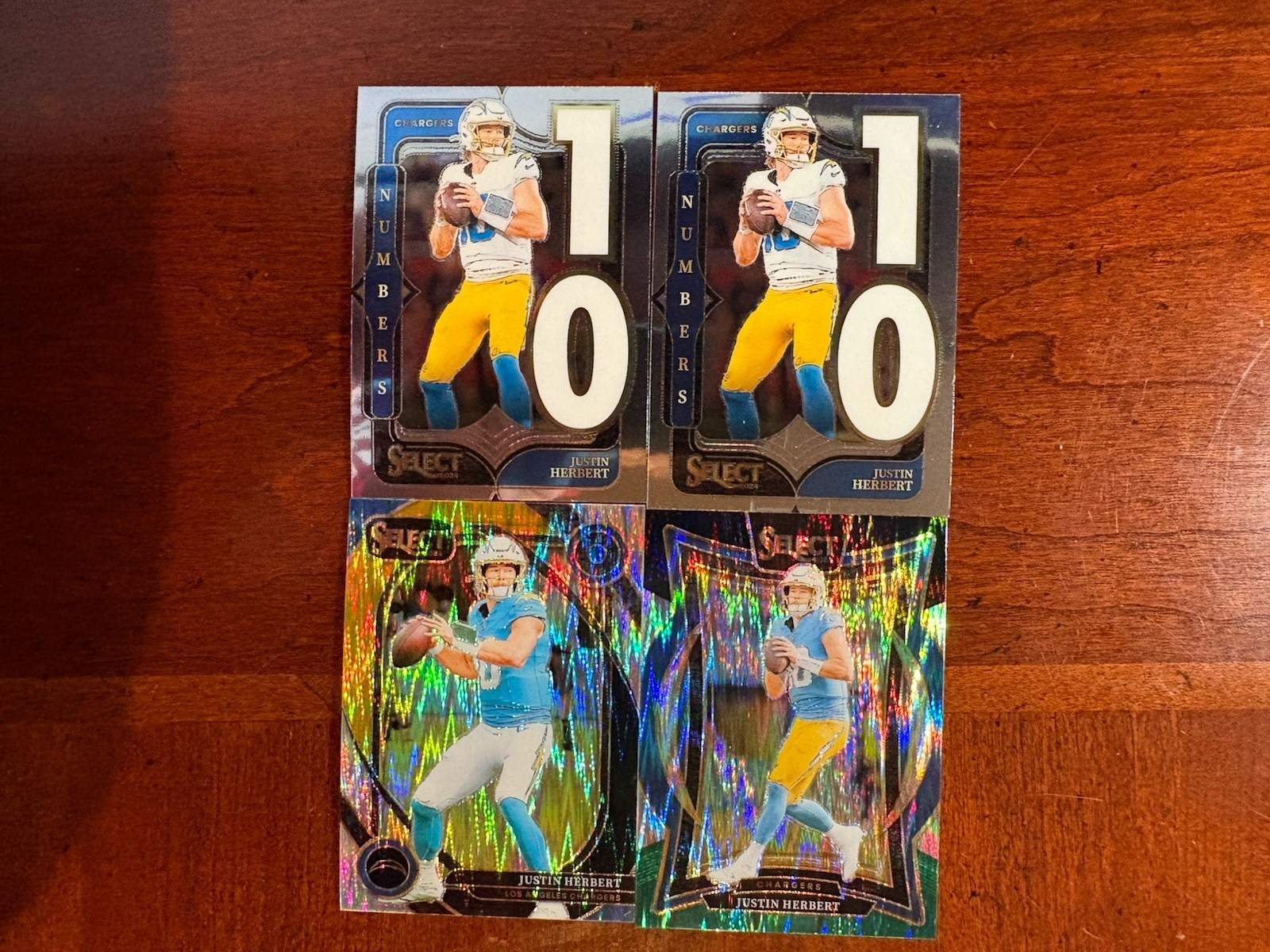 2025 Select Justin Herbert Lot Black Gold, Green Shock Prizm X2/Numbers #17