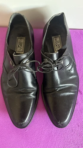Scarpe stringate vintage Gianni Versace uomo pelle nera taglia 7