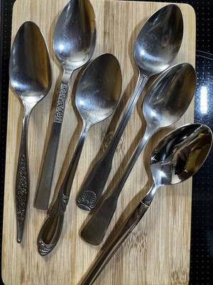 Mismatched Teaspoons Stainless Steel Oneida, Fiddle&Shell,Farber Ware, Regent 