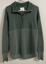 Offline Aerie Ribbed 1/4 Zip Pullover Sweatshirt Size M Green Oversized Comfy