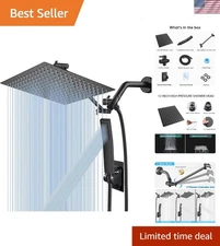 All Metal 12'' Rain/Rainfall Shower Head with Handheld Spray Combo, High Pres...