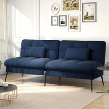 Cloud Comfort Convertible Futon Sleeper Sofa Bed Lounger With 2 Lumbar Pillows