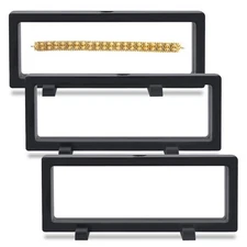 3 Pack 3D Floating Display Case Holder Frame with Stand for Coins Pins