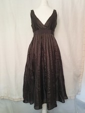 Zara Women's Dark Grey V-Neck Lined Silk Dress Size Eur Small