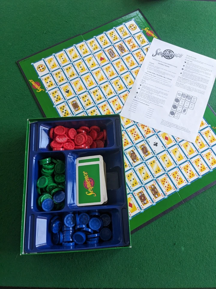 Sequence Board Game Parker 1997 Complete five in a line card counter game family - Image 3 of 4