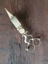 Antique Victorian Silver Plated Candle Snuffer Wick Trimmer Scissors c1880