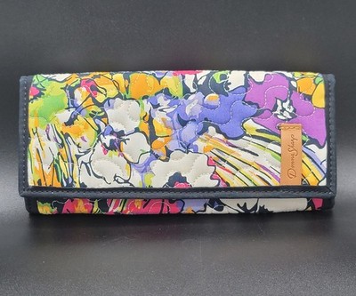 NEW!~Donna Sharp Quilted Women's Cloth Wallet/Colorful Pansy Flower Pattern NWOT