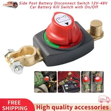 12V-48V Side Post Battery Disconnect Switch, Car Battery Kill Switch with On/Off