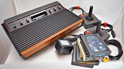 Atari 2600 Light Sixer RCA AV Mod Console 4 Games 2 Joysticks Bundle