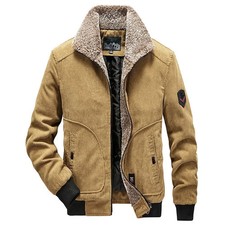 Thicker Outwear Fleece Winer Jackets Men Fur Collar Corduroy Winter Parka Male