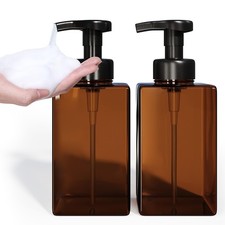 Amber Foaming Soap Dispenser, Refillable Foam Hand Soap Dispenser, Set of 2