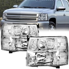 For 2007-2014 Chevy Silverado 1500 2500hd 3500hd Chrome Headlights Lhrh Sets