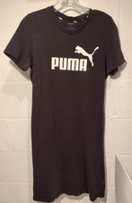 Puma Essentials Short Sleeve Tshirt Dress Black With Puma Logo Size Medium