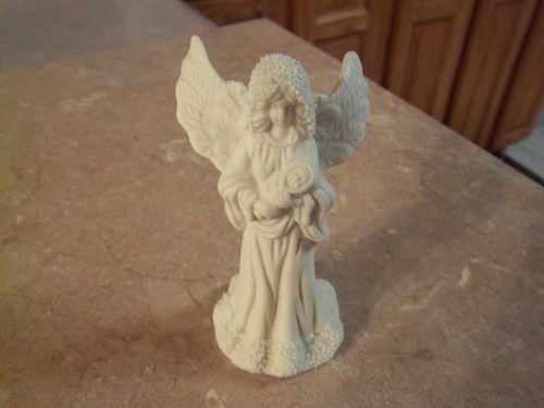 White Cream Dainty Detailed Angel Bell Holding Infant Baby - Picture 1 of 8