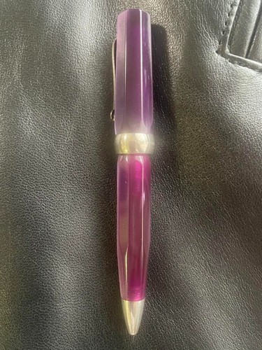 Penna a sfera intrecciata Montegrappa Micra viola/argento celluloide (senza scatola) vintage - Foto 5 di 7