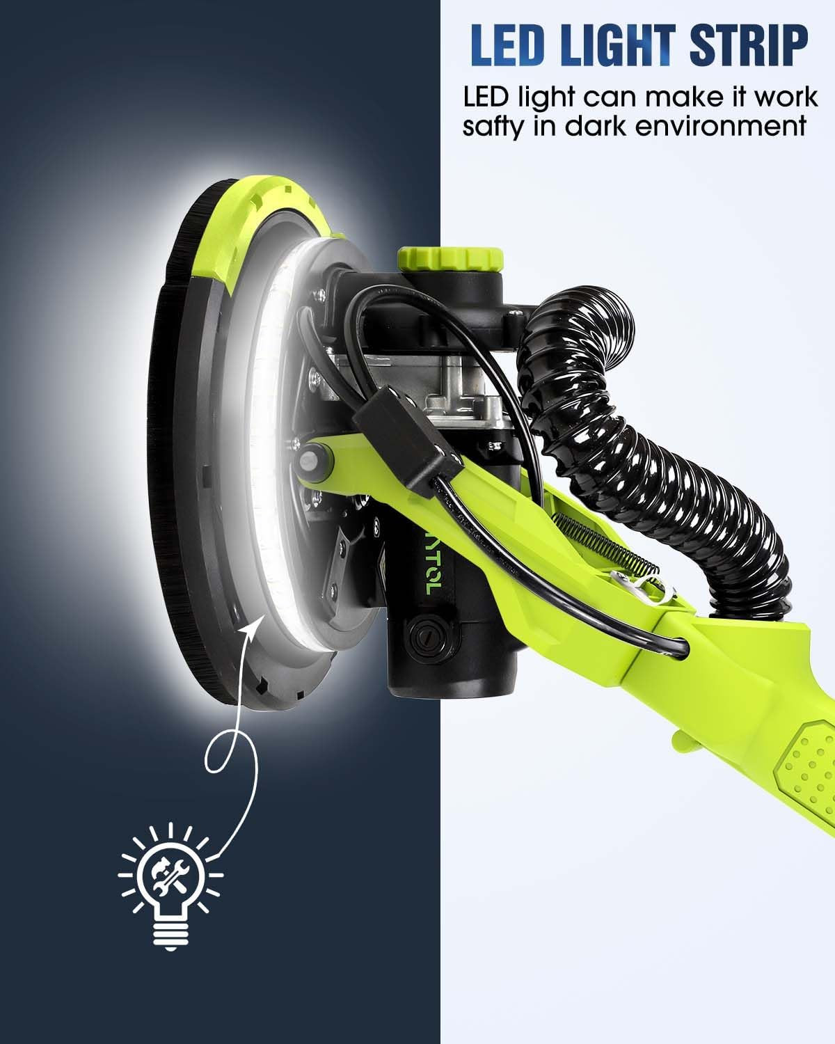 Drywall Sander, 7.2A Electric Drywall Sander with Vacuum Dust Collection, 6 Vari