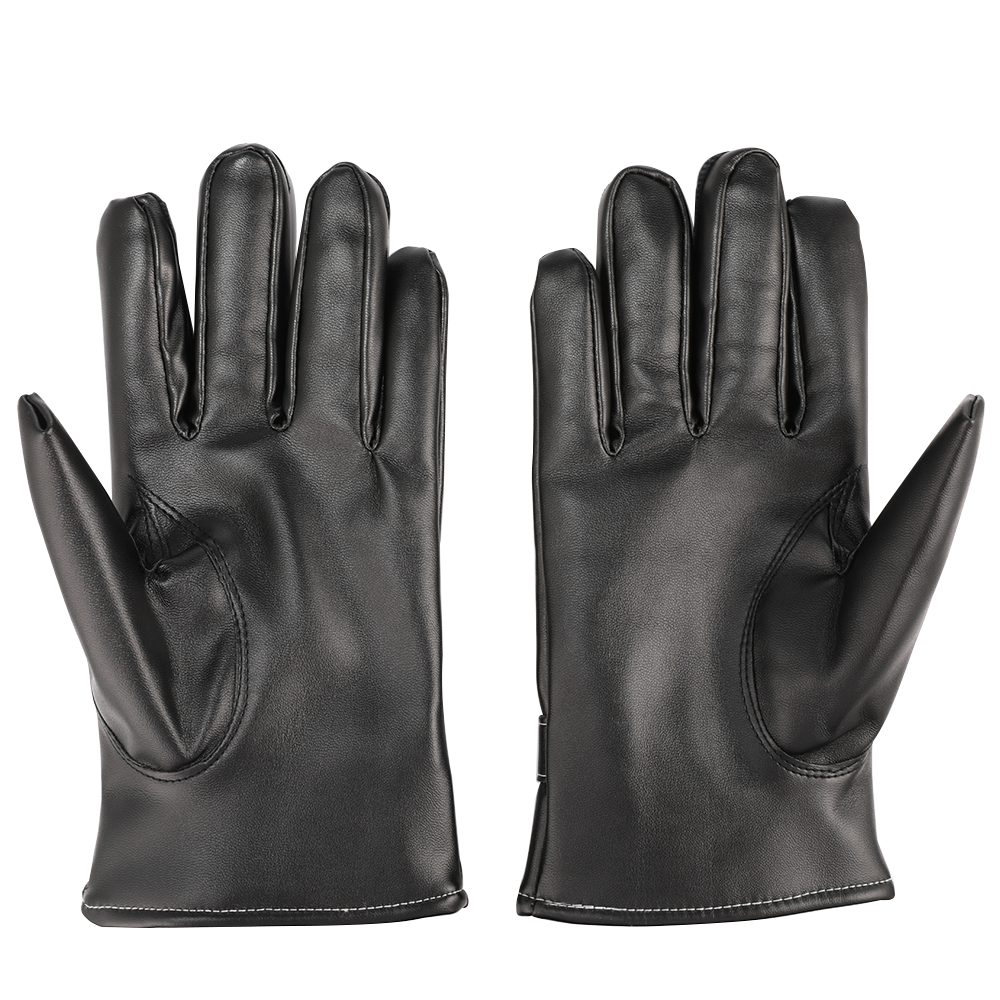 MENS TOUCH SCREEN REAL LEATHER GLOVES THERMAL LINED BLACK DRIVING