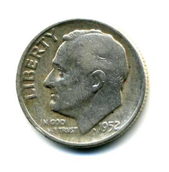 1952 P Roosevelt Dime US 10 Cent U.S America SILVER UNITED STATES 10c Coin #7920