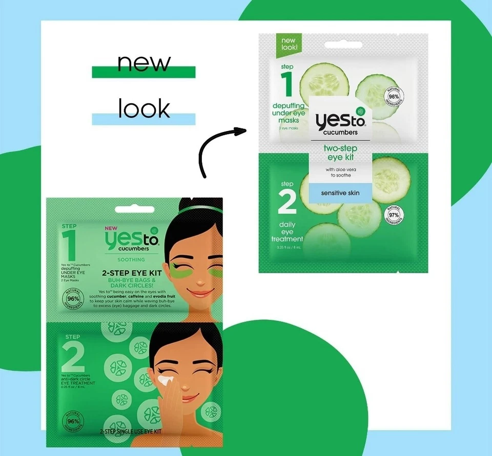 Yes To Cucumbers Two Step Eye Kit Daily Eye Treatment & Under Eye Masks - Image 3 of 4