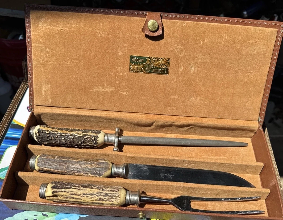 Carving Set In Collectible Vintage Factory Manufactured Fixed