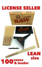 RAW cone Classic Lean Size Pre-Rolled Cones (100PK)+raw 1 1/4 Lean Cone Loader