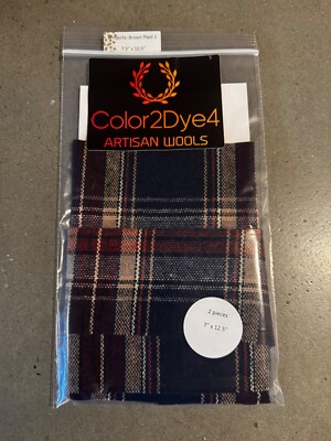 HandDyed Wool; Applique/Hook/Craft; Color2Dye4 (2 pieces) 7'' x 10'' ; Plaid 1