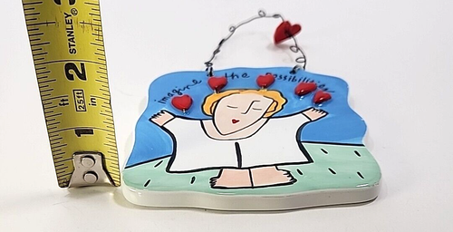 Silvestri Ceramic Angel Image Imagine The Possibilities Hearts Hanging *READ! - Picture 14 of 14
