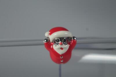 'Santa' Enamel And Silverstone Bead By DaVinci #DB 27-13 NEW