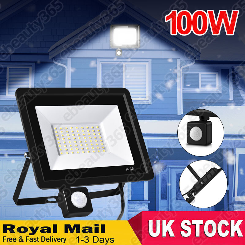 100W LED Floodlight Outdoor Security Light Flood Garden Motion Sensor