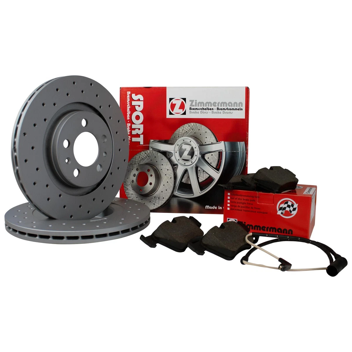 Zimmermann Sport Bremsscheiben Ø324 Set vorne + Bremsbeläge+ Wako 
