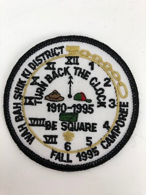 Vtg Fall Camporee WAH BAH SHIK KI District BSA Patch 1995 - Turn Back the Clock