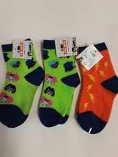 Lot X3 Kids Socks 2 Neon Green  1 Orange Size 5-6.5 BRAND NEW WITH TAGS 