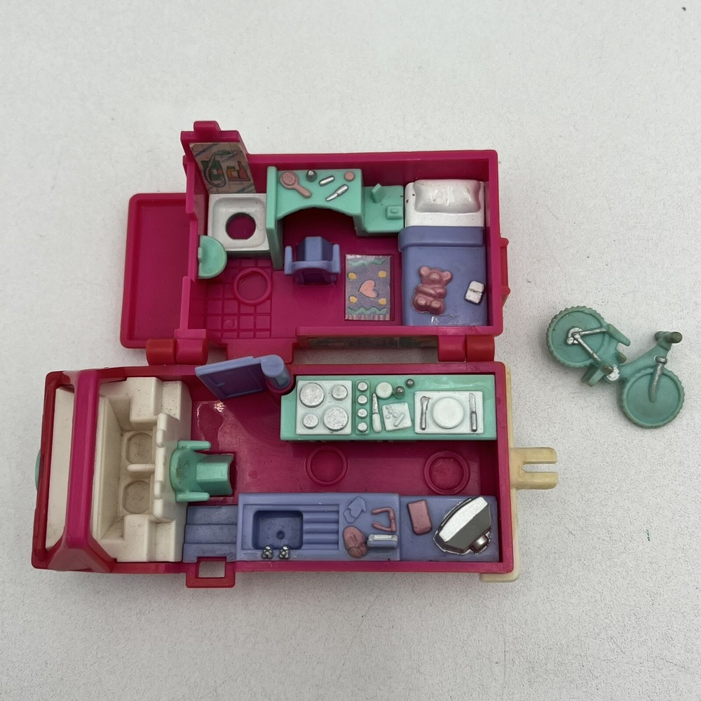 Vintage Polly Pocket Motor Home On The Go Camper Van Pink 1994 w/ Buke