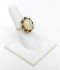 14k Yellow Gold Ring w 14.4mm x 11.8mm Opal + 1/3cttw Diamond & Emerald Halo — photo 1