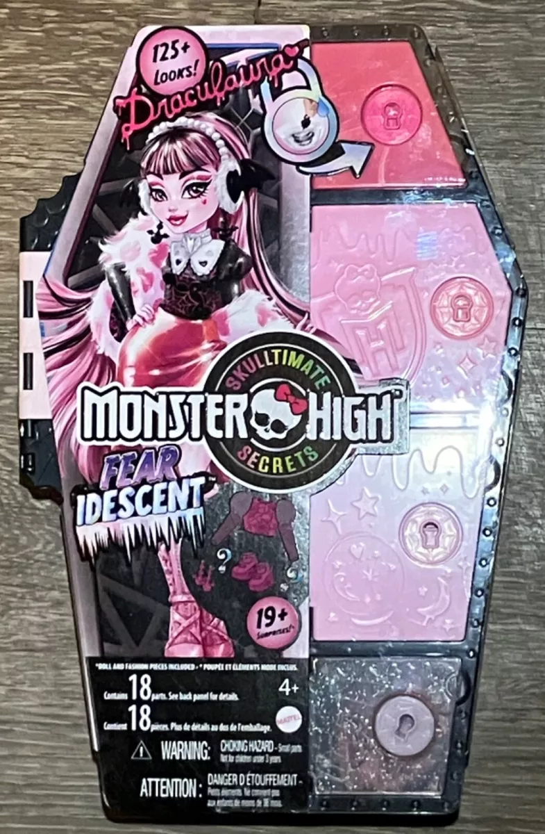 Monster High Doll and Fashion Set, Draculaura with Dress-Up Locker and 19+ Surprises, Skulltimate Secrets